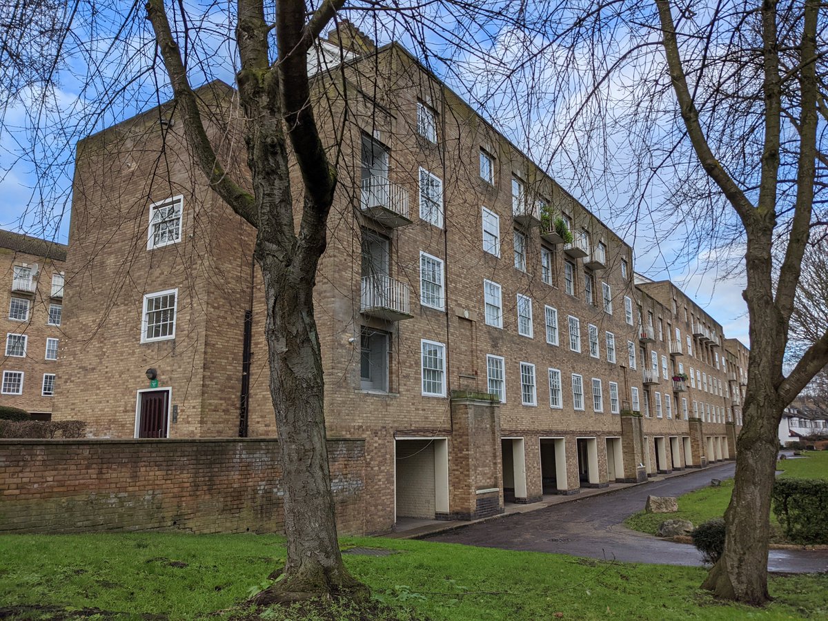 10/ Barn Field and Wood Field built in 1947-9 for Hampstead Metropolitan Borough Council and designed by Donald Hanks McMorran. Grade II-listed for their 'combination of Soanic and Scandinavian devices, producing a lean, spare but exceptionally well-proportioned classicism'.