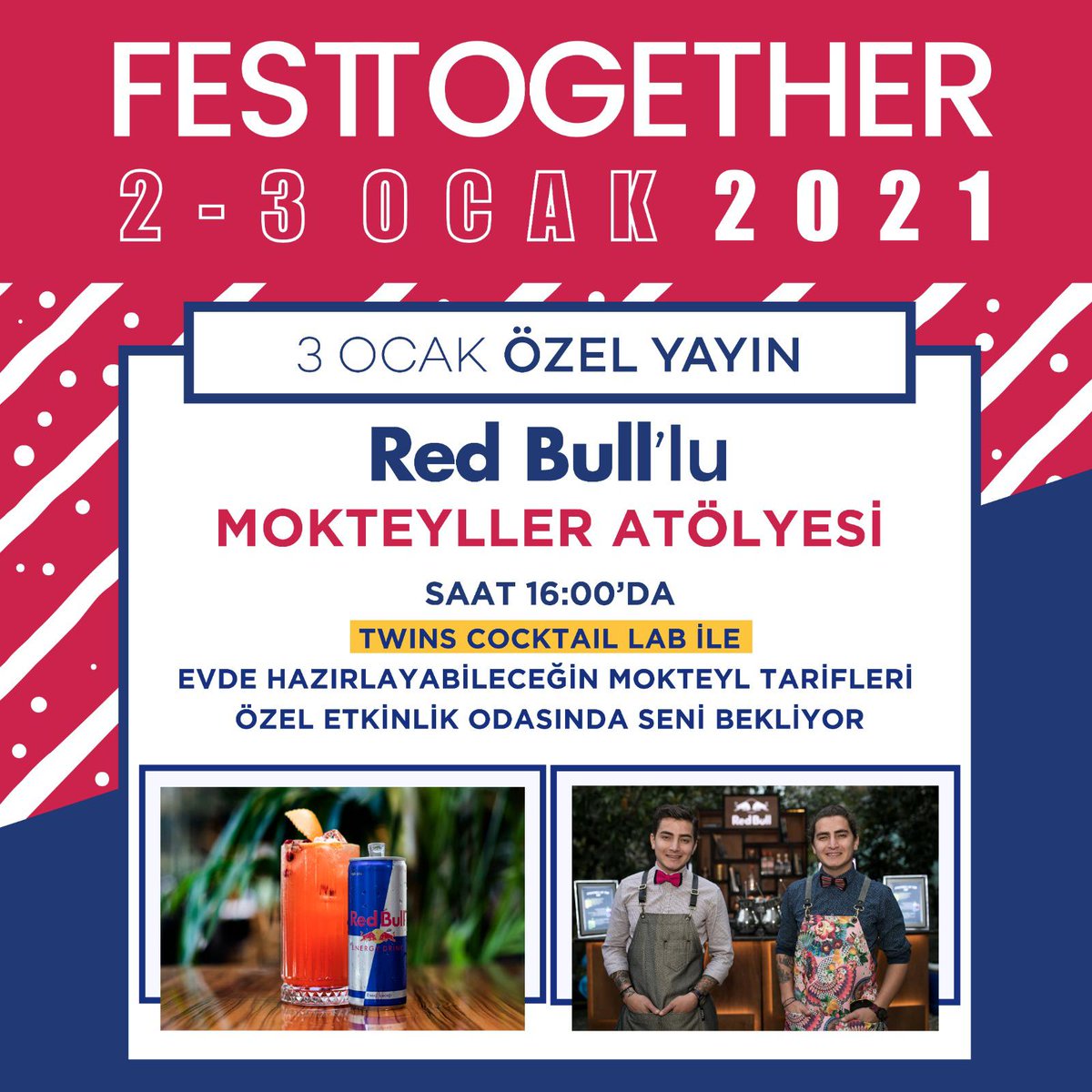 InogarArt (@inogarart) on Twitter photo Red Bull'lu Mokteyller Atölyesi Festtogether'da başladı! 🧡💙 #EvdenDestekOl
#Festtogether #birkirabirsahne <a href="/ihtiyacharitasi/">İhtiyaç Haritası / NeedsMap.coop</a> ✨ <a href="/RedBullTR/">Red Bull Türkiye</a> ✨ Biletleri <a href="/MobiletOfficial/">Mobilet</a>
üzerinden satın alabilirsiniz.
🔗 bit.ly/38ZsgMy Red Bull'lu Mokteyller Atölyesi Festtogether'da başladı! 🧡💙 #EvdenDestekOl
#Festtogether #birkirabirsahne <a href="/ihtiyacharitasi/">İhtiyaç Haritası / NeedsMap.coop</a> ✨ <a href="/RedBullTR/">Red Bull Türkiye</a> ✨ Biletleri <a href="/MobiletOfficial/">Mobilet</a>
üzerinden satın alabilirsiniz.
🔗 bit.ly/38ZsgMy