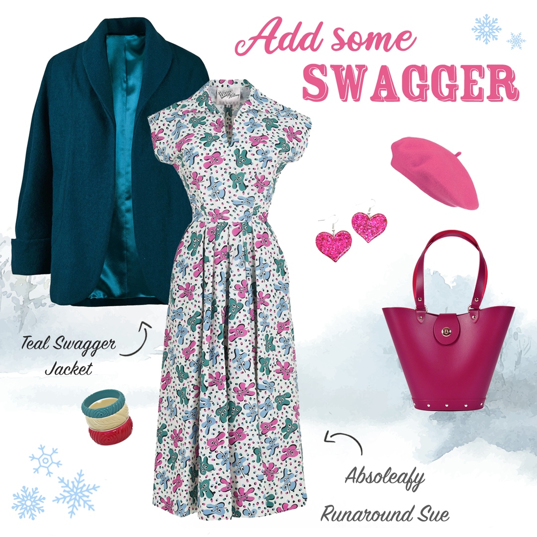VivOfHolloway's tweet photo. Add some Swagger ... 😉

We are in need of some vintage daily glam.💜 Our Absoleafy Runaround Sue will be just perfect for the occasion.😍 Make it extra chic with a fabulous Swagger Jacket 😎

#vivienofholloway #40sdress #swaggerjacket #vintageoutfit https://t.co/djzfXkqr1u
