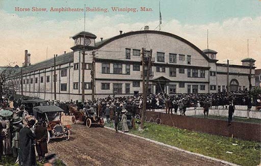 In 1909, the Winnipeg Amphitheatre was built as a replacement for the Auditorium. It was the only artificial ice hockey rink between Toronto and Vancouver, seating 5,000 people. It stood where the giant surface parking lot for Great West Life is today. 14/20