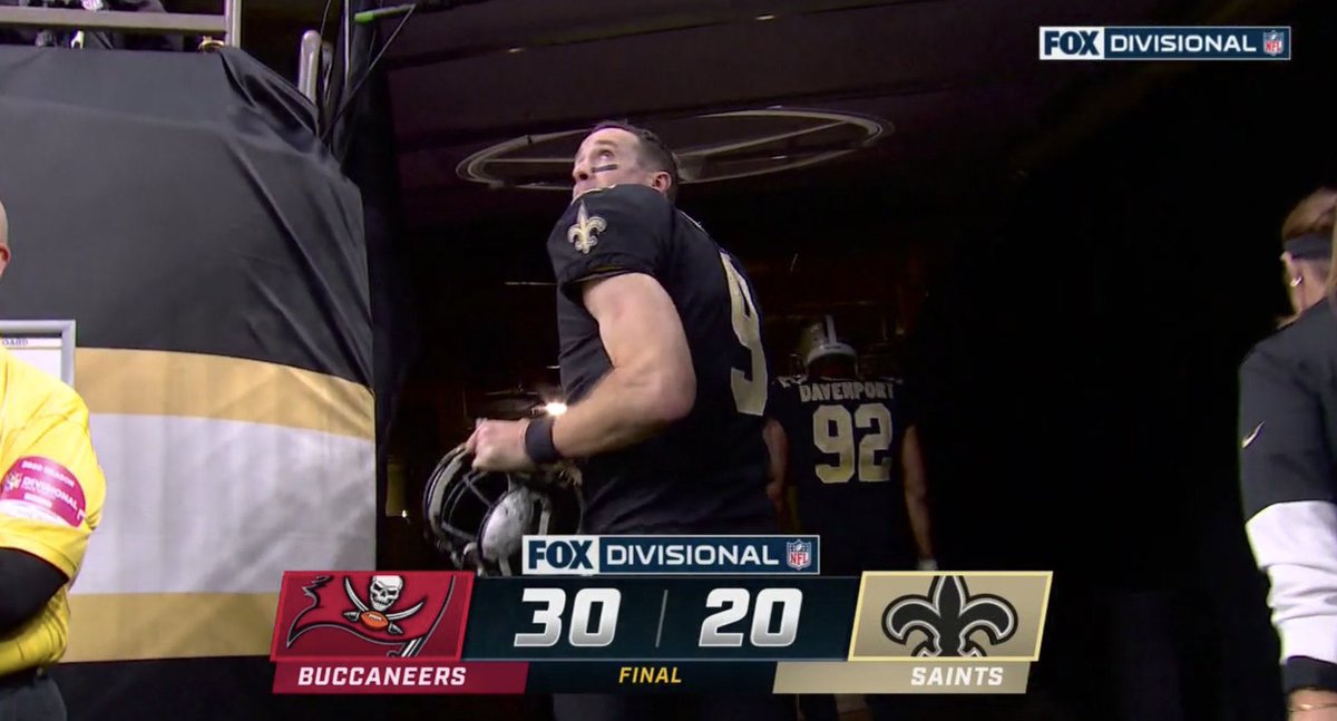 m_vaughn19's tweet photo. I can’t say I’m a Saints fan, but the look over his shoulder as he left the field got me 🥺 https://t.co/OQl85jROnV