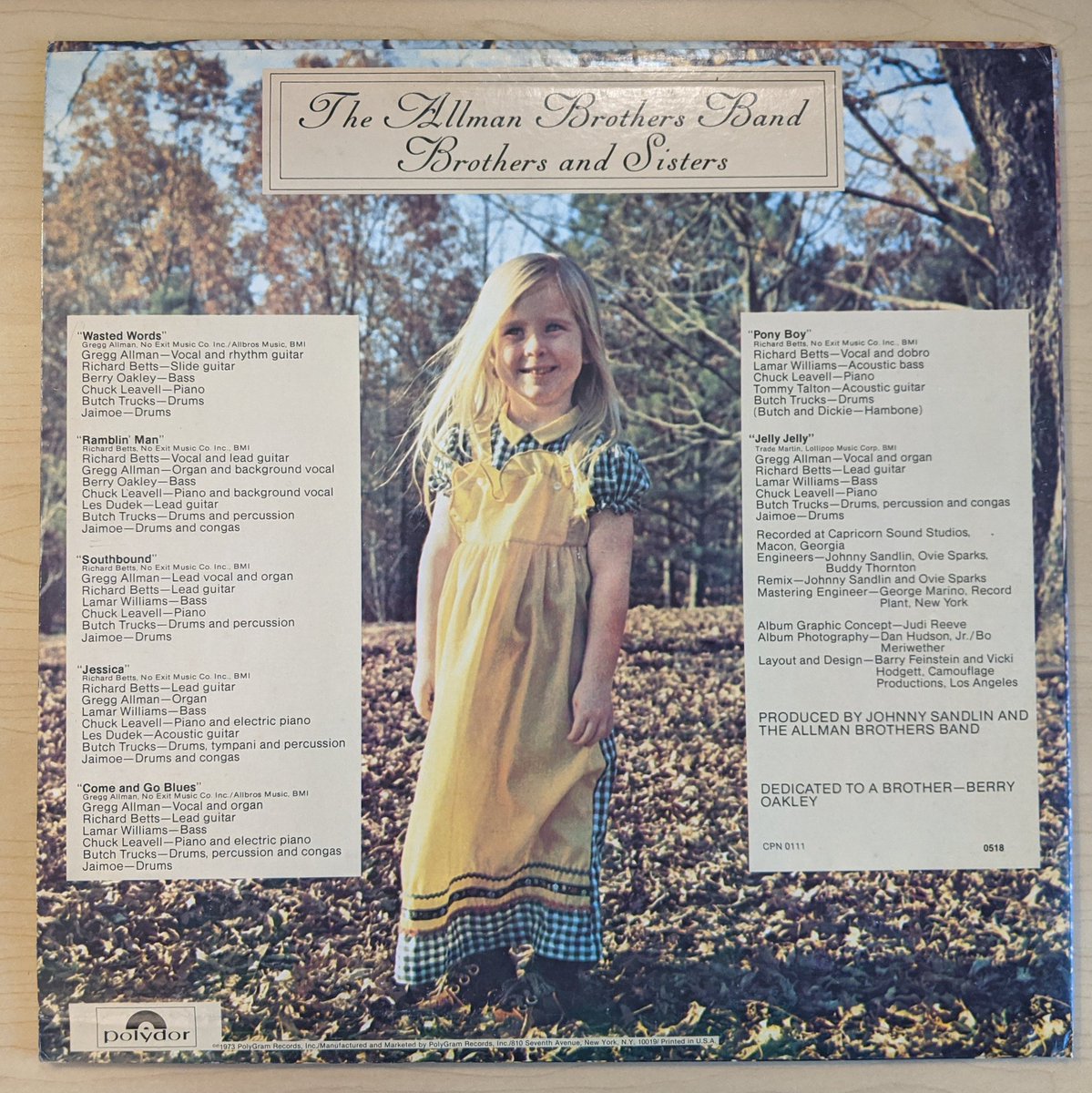 Day 10. Another sublime album, so good that the iconic Ramblin' Man is arguably the worst song. Even more improbable since it was cut after the death of bassist Berry Oakley, also in a motorcycle crash. Oakleys daughter is on the back cover.