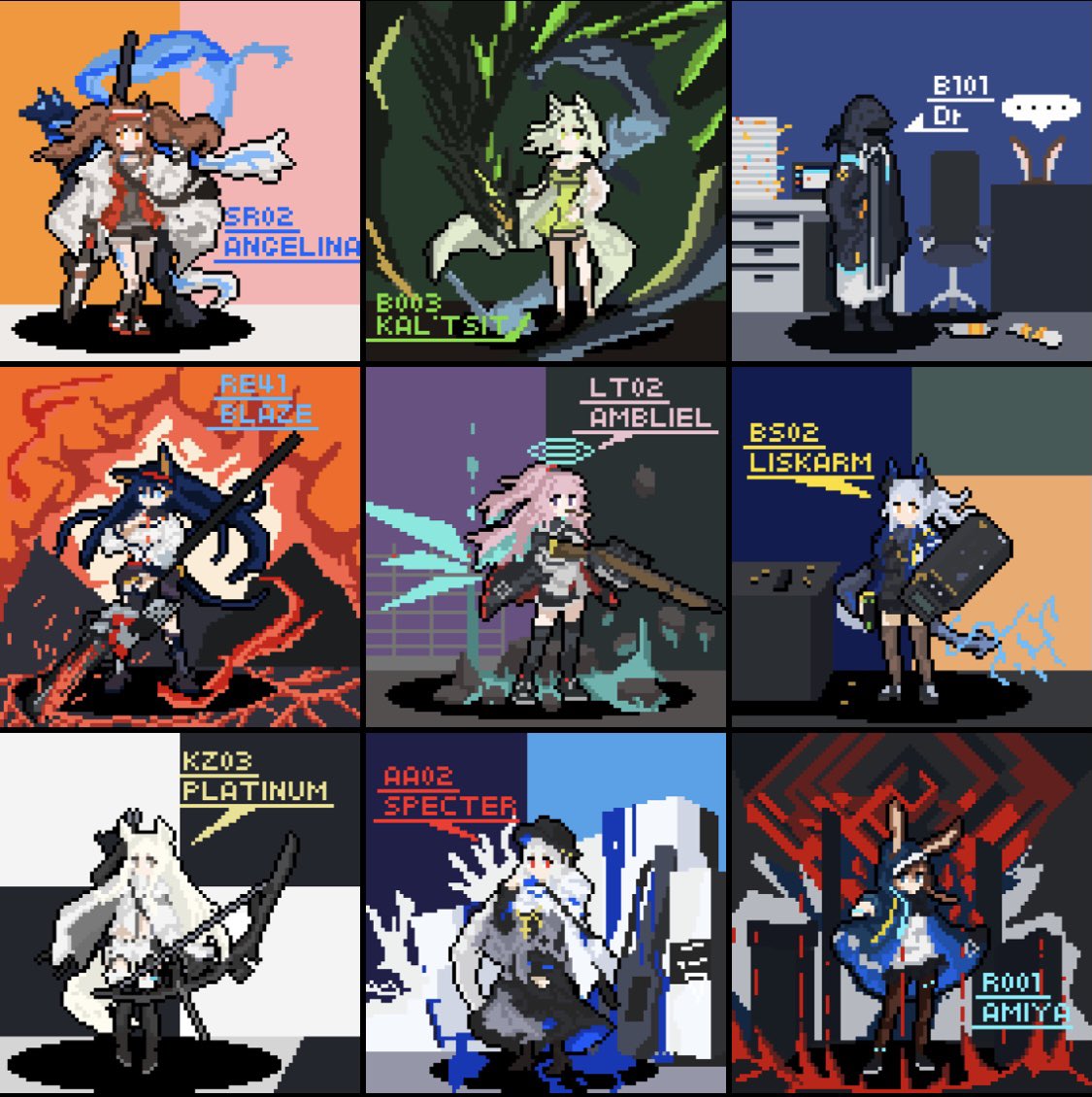 最近のアークナイツドット絵まとめ...アンブリエル辺りから脚をムチィ♡とするように心がけ始めた...
#明日方舟 #Arknights