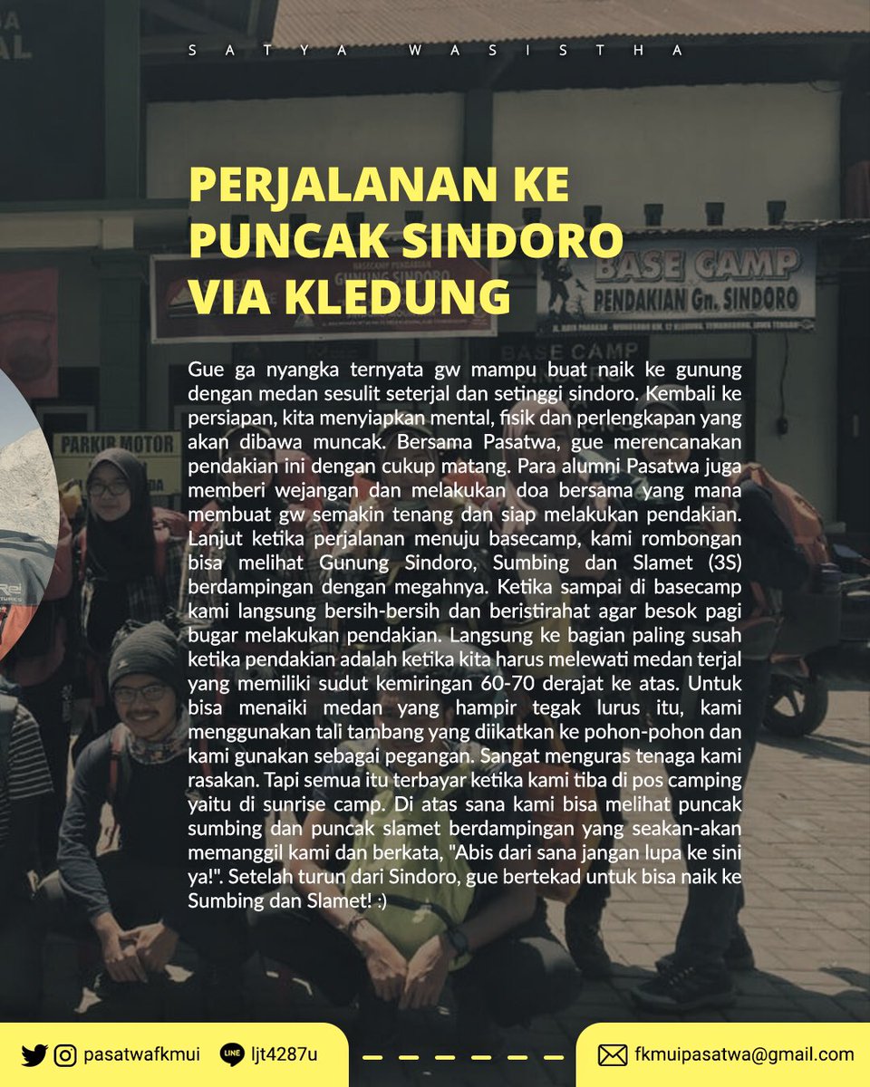 PasatwaFKMUI's tweet photo. [JALAN BARENG PASATWA? SERU GASI?]
.
Kali ini ada yang cerita keseruannya ni. Story Tellernya adalah Kak Coun alias Ka Rasyid.
.
Penasaran kaan?! Langsung aja,
Yuk disimak ceritanya...
Trus daftar deh jadi anggota Pasatwa di https://t.co/M1JMGgrLcf
.
#PASATWAFKMUI
#SATYAWASISTHA https://t.co/5m36pQcyQ4