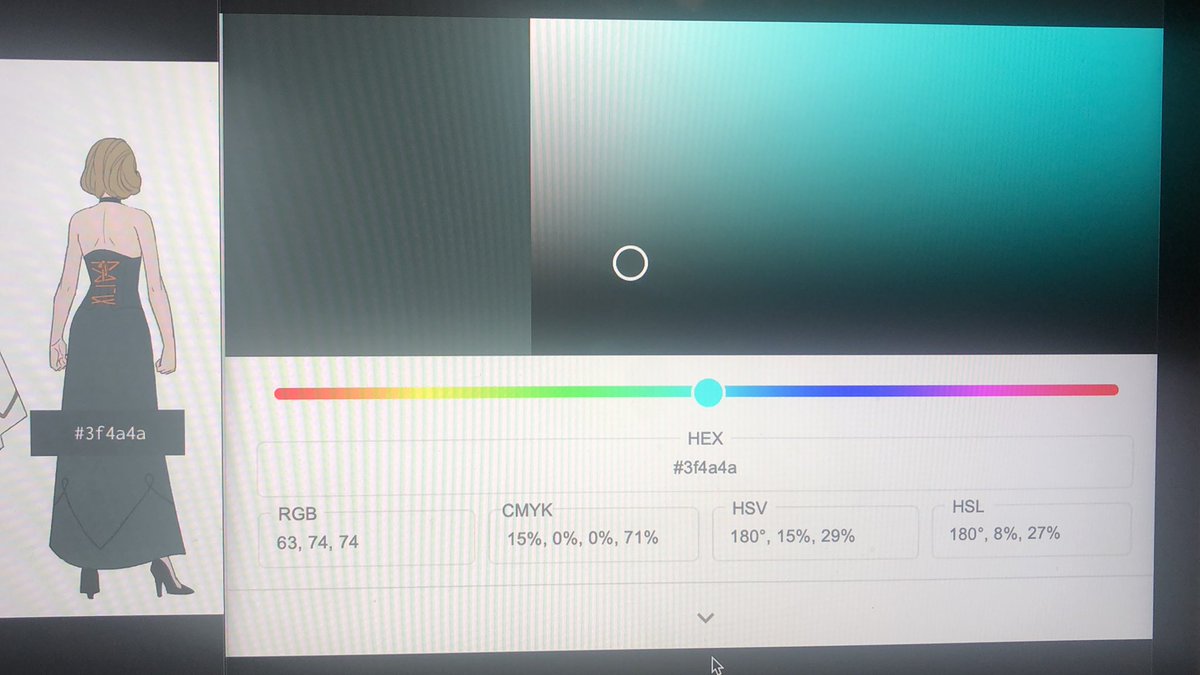 RhoswenCosplay's tweet photo. @LisaLouWhoXOXO So I no longer have adobi software to eyedrop color match this, but I did find color code #3f4a4a matches the closest. It’s a darker tone of teal. Hope this helps! https://t.co/3Gt6oOmkbl
