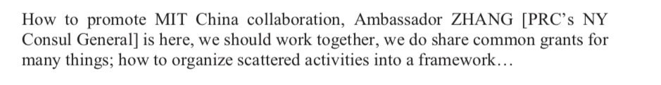 19. McCarthy reads an email. Chen notes to himself that China wants to invest in science, and brainstorms ways to promote collaboration between MIT and China.Why is this email relevant?Wishing to promote scientific collaboration is not a crime and is unrelated to the charges.
