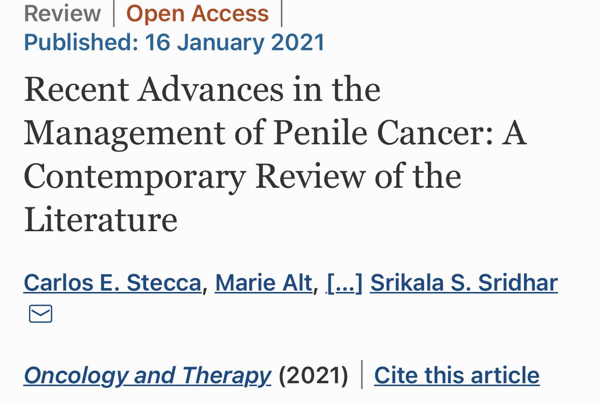 Multidisciplinary collaborations are the key to move the field of penile cancer forward. Check out our recent publication! rdcu.be/cdH2b @CarlosStecca @DiMariaJiang @GSK_UofT @pmcancercentre @UHN