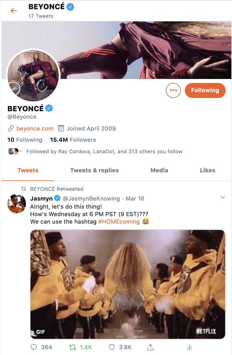 After Beyoncé simply retweeted a tweet about "Homecoming" watching party, Beyhive went CRAZY, after that,  #HOMEcoming trended at #1 worldwide for almost 2 days.