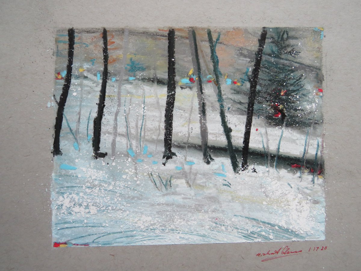Mrmaxchi's tweet photo. Winter Window 
4 in x 5 in #art #pastel #snow https://t.co/57qJAErHum
