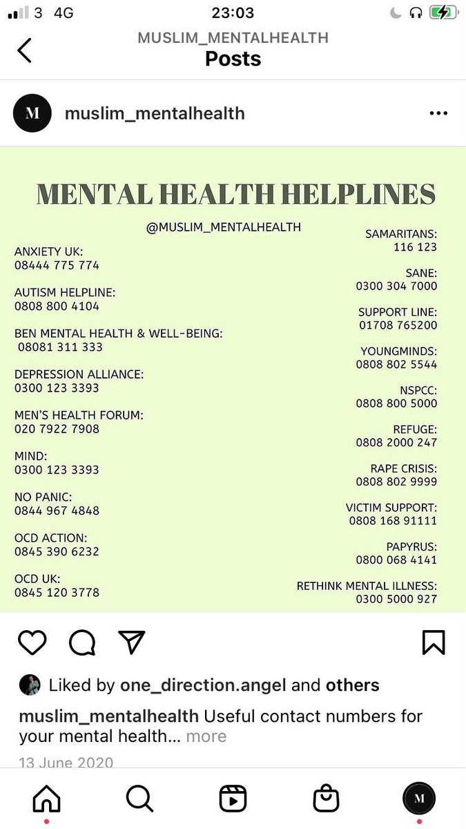 A good page to follow! #MuslamicMH Instagram:  https://instagram.com/muslim_mentalhealth?igshid=187syj4udqmgl
