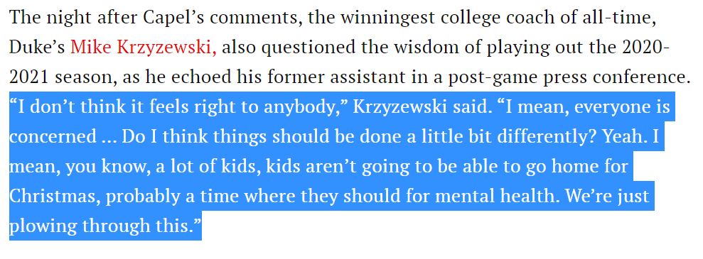 College basketball coaches admit that pandemic conditions are unsafe for play.