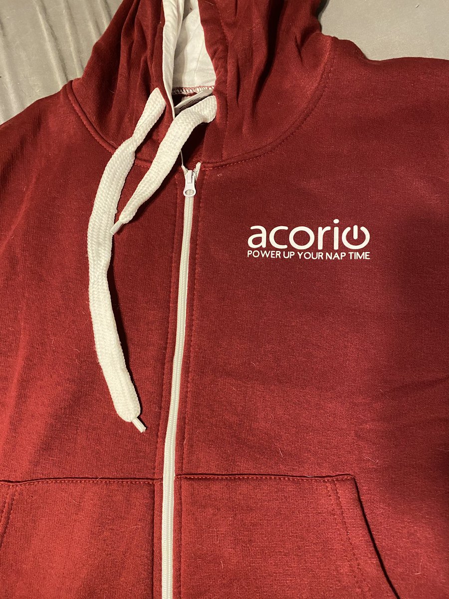 TheManMythLegnd's tweet photo. You can’t tell from the picture but this is an adult-sized onesie. The color of the onesie was chosen to fit with the current #Acorio branding vs a bright red. Trying to power up my nap time. https://t.co/HwB7oFerp6