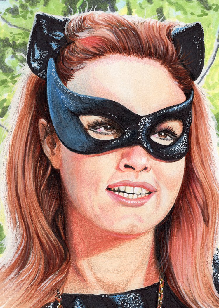 ArtAssistance's tweet photo. Giddy with delight I watched the 1966 #batman as a child. My first childhood crush #JulieNewmar as #Catwoman  #batman1966 #billfinger #bobkane #theCatwoman https://t.co/spR9u86zcy
