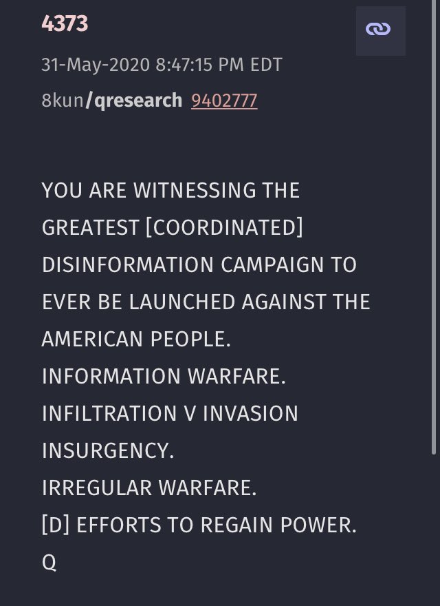 Disinformation was necessary. Not for them, but for us. The best part? When you need to use disinfo, it has to be introduced within many truths to be believable. In the process of using Anons to develop a base of "perceived terrorists," they woke us up to actual truths. MANY.