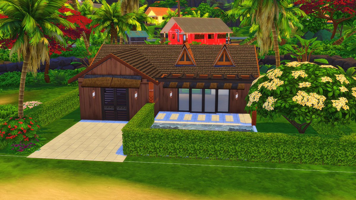 PlumeGames's tweet photo. Today's #sundayshell is in Sulani. This is a Tier 3 Tiny Home, features a pool and is, of course, completely empty. Plumebuilds on the Gallery or #plumesims #plumebuilds $17,358 https://t.co/Om8yfyFuzr