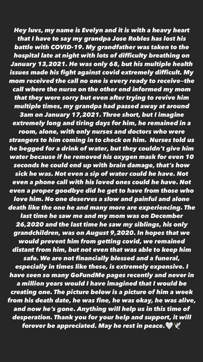 JenalynPerez__'s tweet photo. my best friends grandpa passed due to covid retweet pls if u can’t donate it would mean a lot 🤍 https://t.co/LWuFn6OVu2