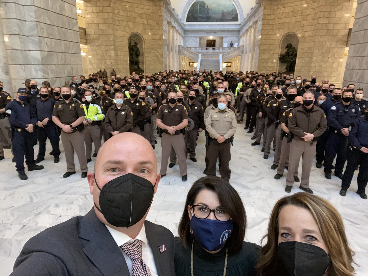 SpencerJCox's tweet photo. Today was our best-case scenario as many agitating groups cancelled their plans and those that came were peaceful. I join Utahns everywhere in gratitude for the men and women of the National Guard and Law Enforcement who came to protect the People’s House. 🇺🇸 https://t.co/1KeckBPFyd