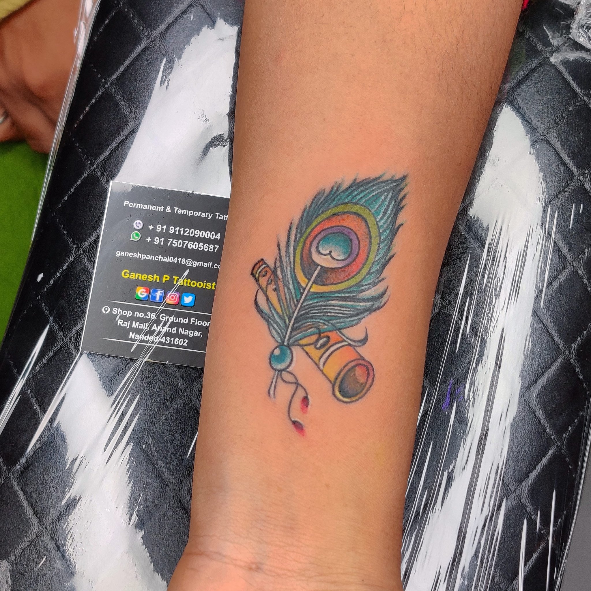 Peacock Feather Tattoo By Bhavith Narayan
