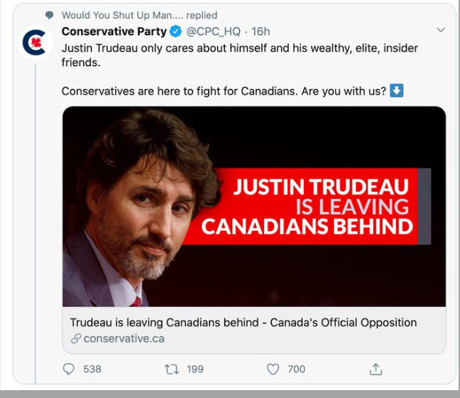 20/the CPC's use of terminology like "wealthy, elite & insider friends" sounds like Trump at one of his rallies, IMHO. This push by Mr O'Toole (and Scheer before him), to come across like the humble person raised in a modest background, is disingenuous(file date Oct 5, 2020)