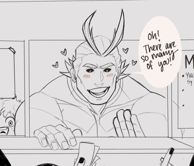 UA!Teacher Endeavor AU where they have a competitive foodtruck to see who can make the most during the school festival. Enji just can't help his competitive nature and All Might as always is just being himself and getting all the attention. 