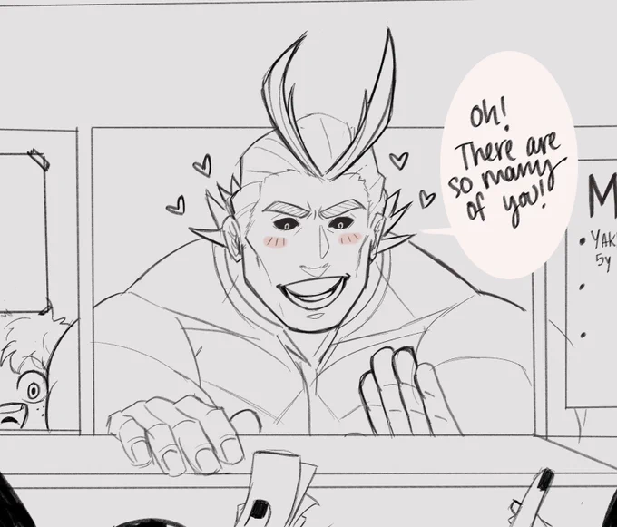 UA!Teacher Endeavor AU where they have a competitive foodtruck to see who can make the most during the school festival. Enji just can't help his competitive nature and All Might as always is just being himself and getting all the attention. 