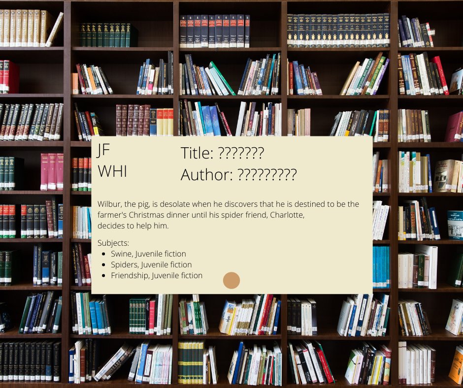 ClayLibrary's tweet photo. Using this card, can you name the title and the author of the book? #CardCatalog #SolveTheClue #ClayCoLibrary https://t.co/IiJJfxVpfw