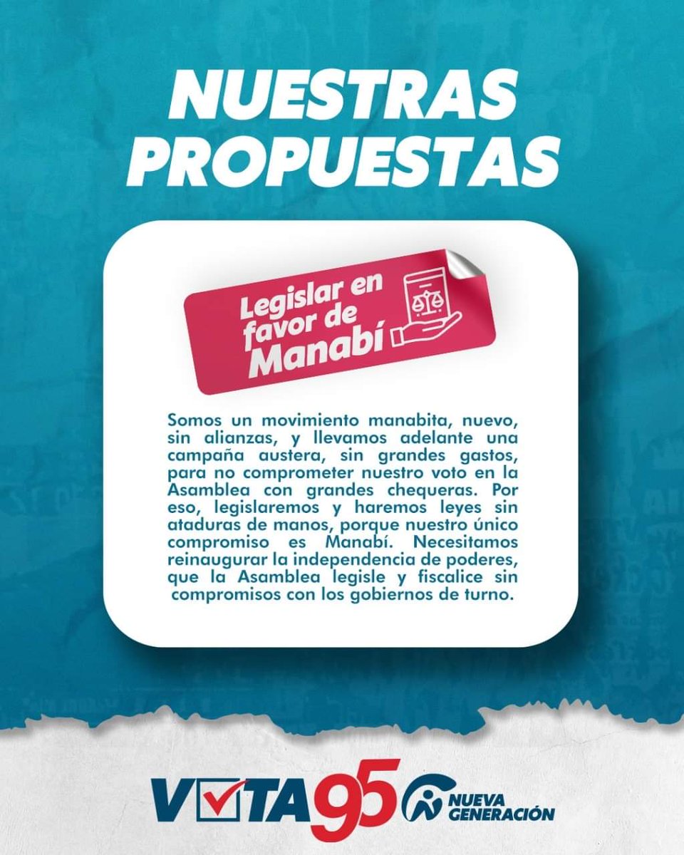 NGManabi's tweet photo. Conoce una de nuestras propuestas, enfocada en quiénes somos.

#BarreLoViejo 
#VotaPorLa95
#NuevaGeneración https://t.co/WNzygQCKph