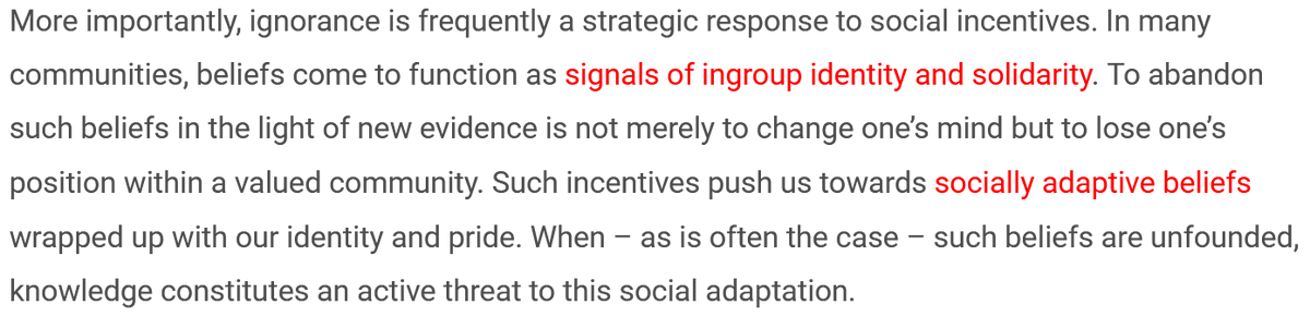 Williams frames the problem of becoming correctly informed as one of overcoming costs to remaining misinformed.