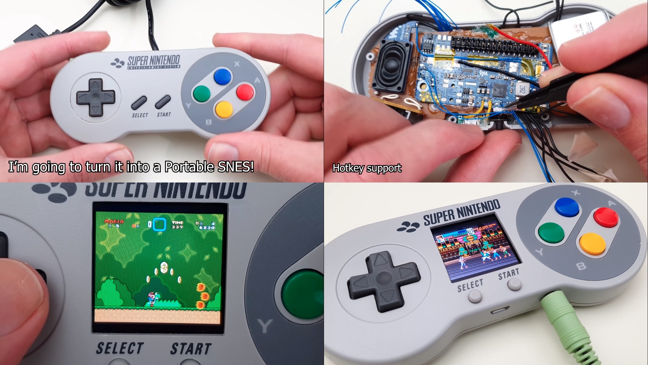 Michael Auf Twitter スーパーファミコンのコントローラーを改造してエミュレータを入れてsfcの携帯ゲーム機を作ってみた って内容の動画 こういうスーファミミニも欲しい I Built A Portable Super Nintendo Pt1 T Co Fwz5bflyva I Built A