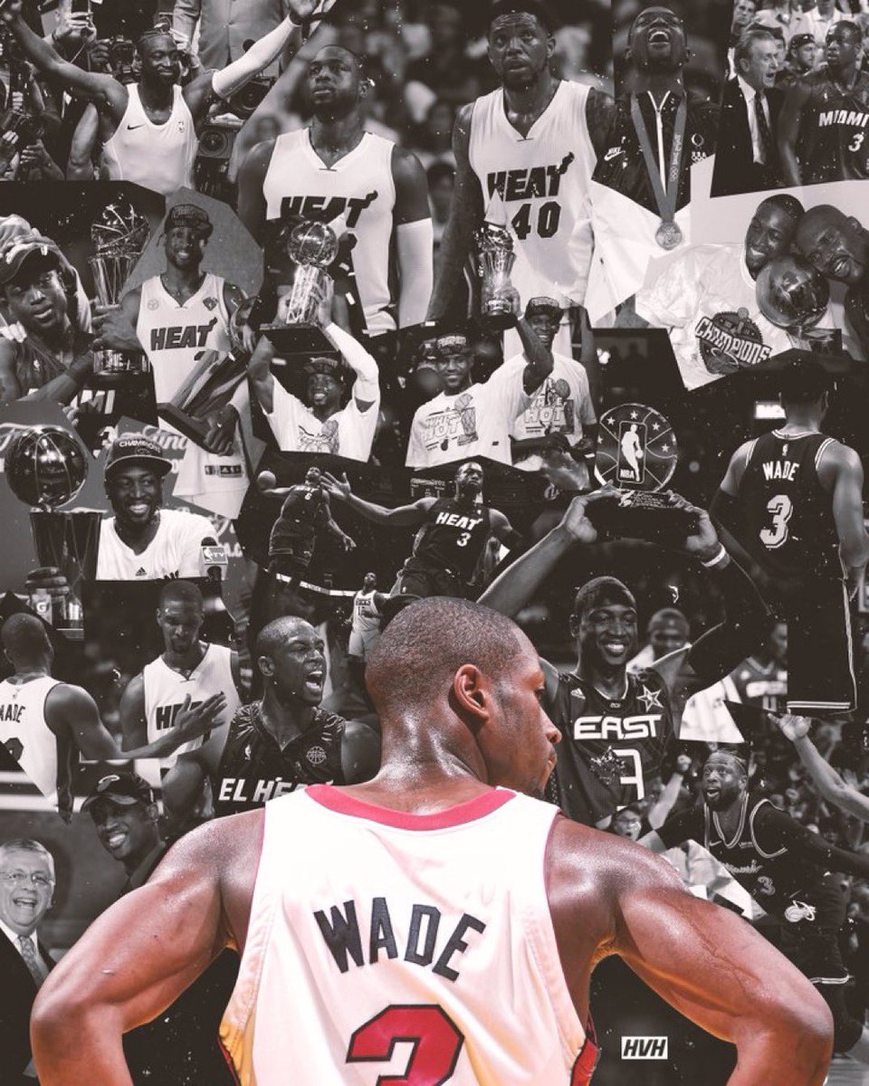 Hoopss's tweet photo. Dwyane Wade ended his career with:

27,119 points
5,861 rebounds
6,571 assists
2,490 steals
1,060 blocks
13 All-Star appearances
3 NBA championships

LeBron James is only other player in NBA history to have done all that.

What a career. https://t.co/UNr6VDzfxe