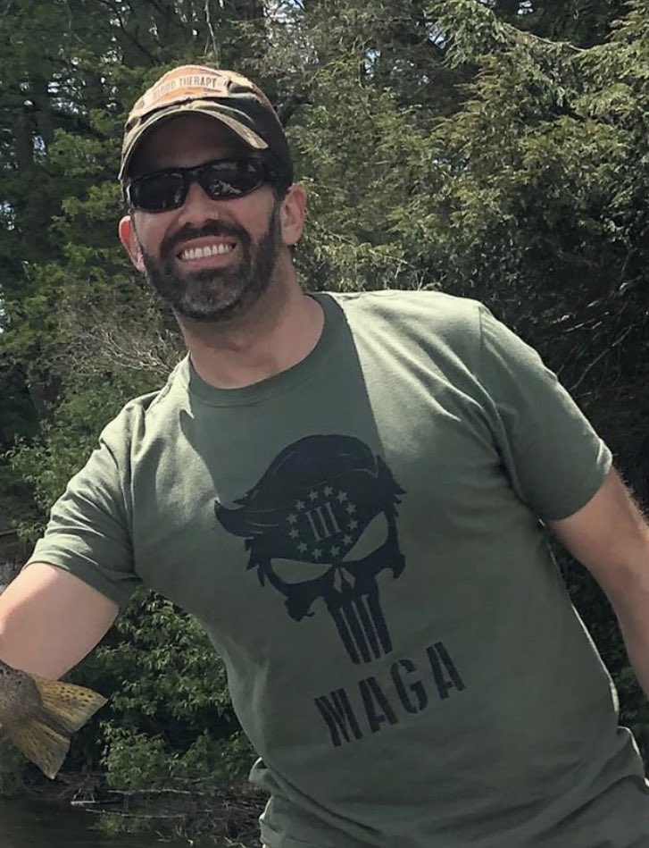 I was just looking through photos and I noticed something about Junior’s shirt. That’s just not a regular MAGA shirt. That’s the “three percenters” logo on the skull. A far right paramilitary militia group. Just more signals in plain sight we may not have noticed.