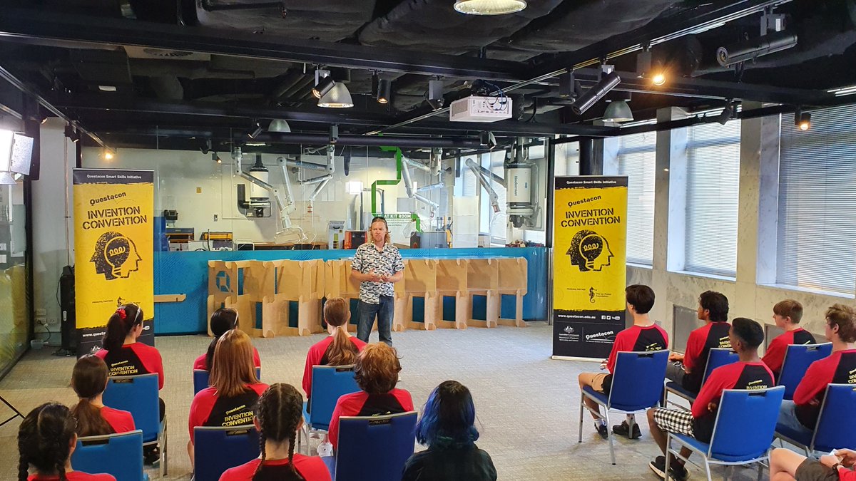 questacon's tweet photo. Huge thanks to Tim Miller from @Lids4K for coming in to inspire the young innovators of #NQIC2021 to think about how they can reduce, reuse and recycle the plastic in their own prototypes! 🥤🗑️♻️

#preciousplastic #lidsforkids #recycling #nevermissalid #questacon @IanPotterFdn https://t.co/Y48AdvPGJ4
