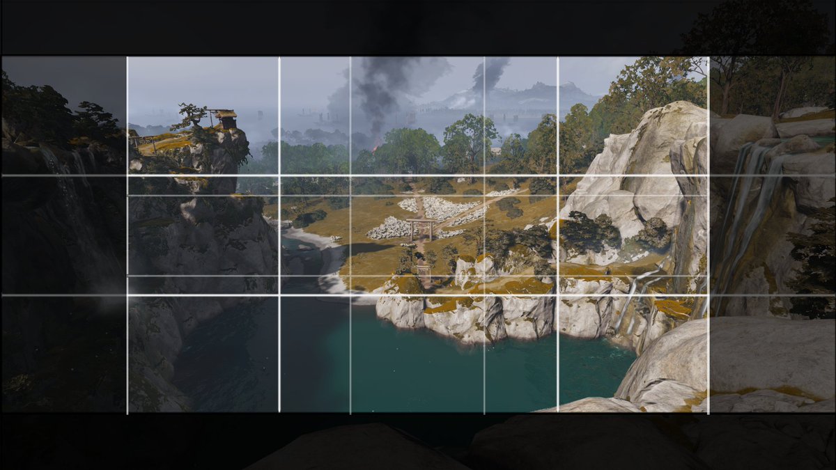 I thought we didn't need to have the full circle line of rocks to understand the shape of the area. And this torii down there looked too small at first, but all things considered, every element brought the attention to it. In post edit, I made it slightly brighter too.