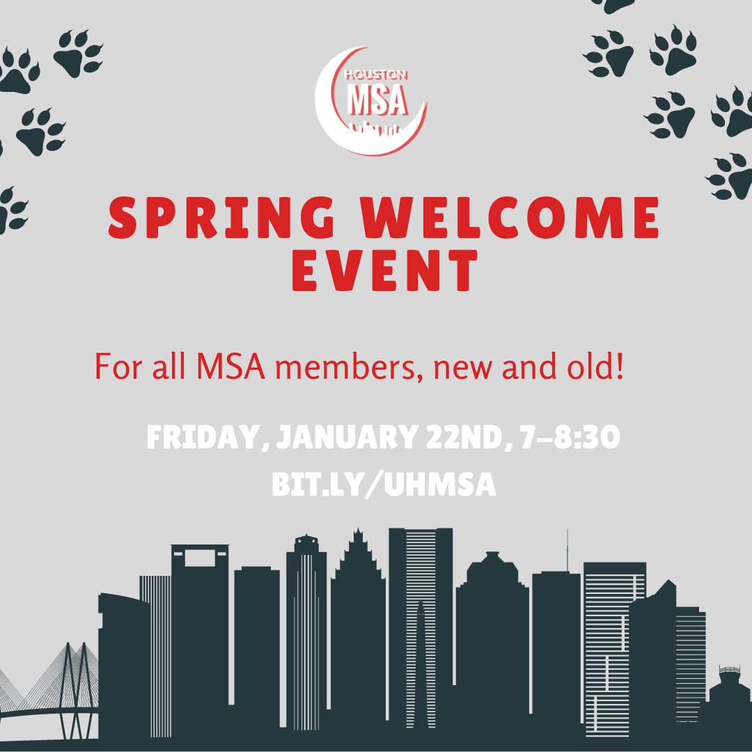 Assalamualakum MSA members! We are so excited to resume our activities in 2021 and the perfect place to find out what those activities are is at our spring welcome event this Friday, January 22nd, 7-8:30pm on Zoom Insha Allah. See you there!