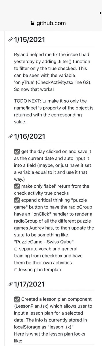 supernovaxgirl's tweet image. R1D11-17 kind of a different way to do this but I just don’t check twitter enough to tweet my #100daysofcode progress here, but I am keeping a personal progress log that I push to my current git repo so here’s my progress for the week 🥴 #reactjs #reactts #womenwhocode