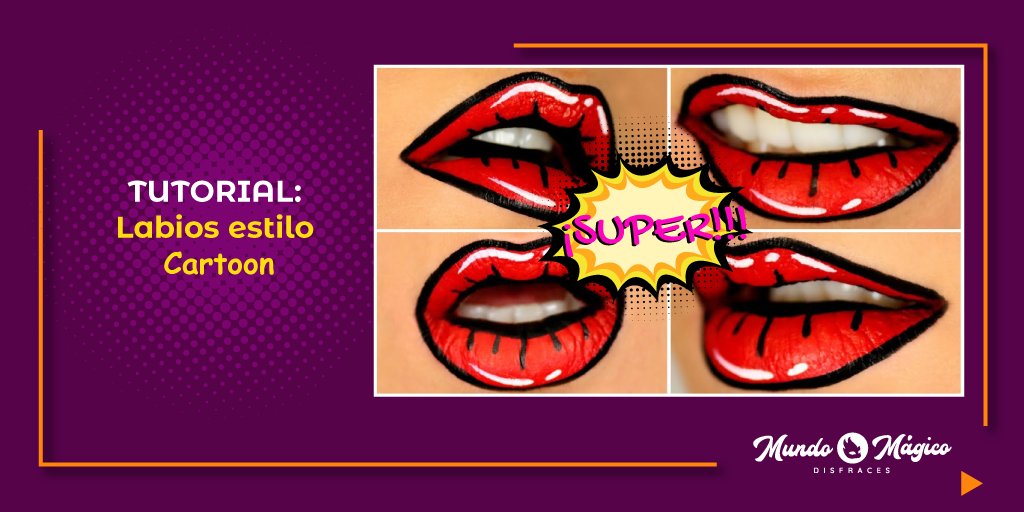 MundoMagicoDisf's tweet photo. ¿Quieres un maquillaje diferente que combine con tu disfraz? Hoy te enseñamos a pintar tus labios como un personaje de cómic 💋 Síguenos para más tutoriales. 😎 https://t.co/wZmkXCtfuc