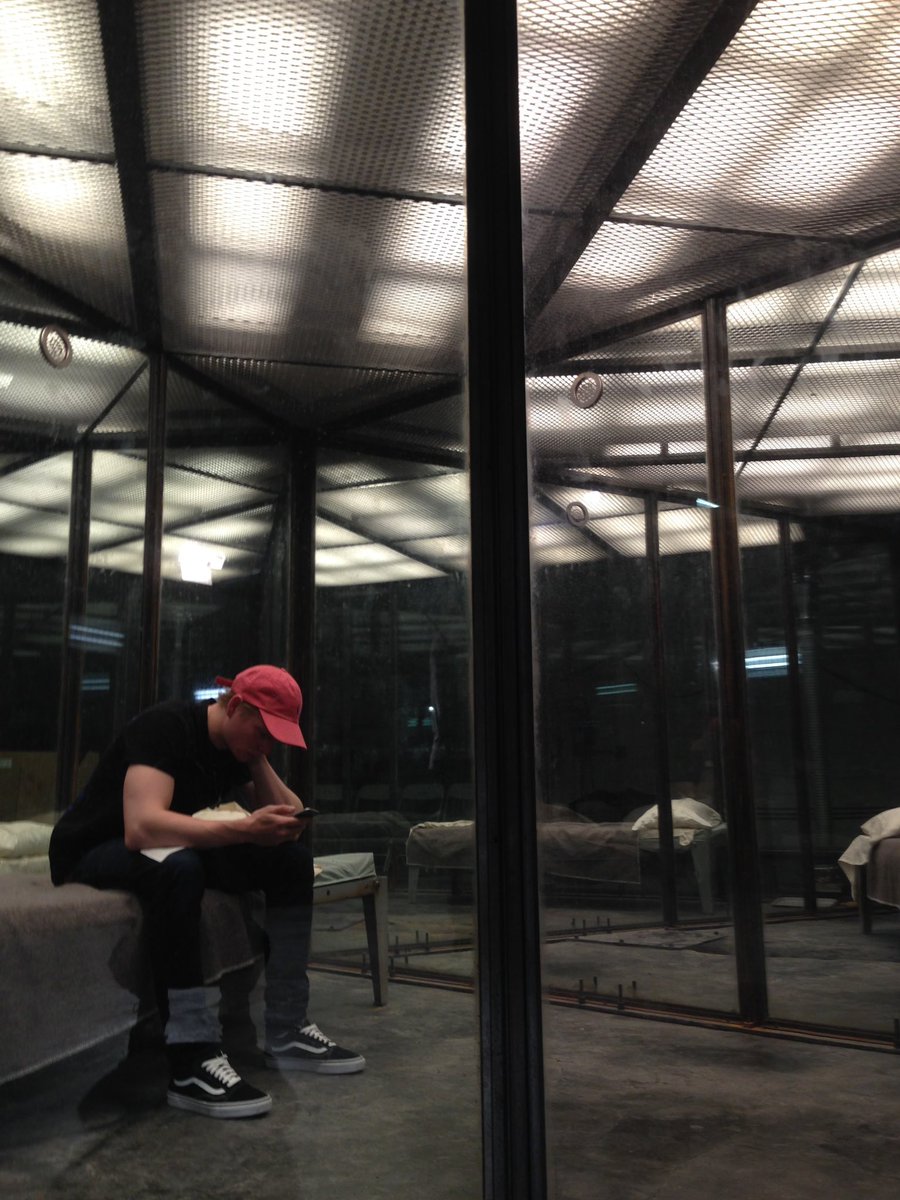 some more goofing around with Lyman and  @PatrickGibson00 on april 25 2016!this particular set was on a sound stage in Astoria, NY. it was so amazing and haunting to visit and observe some shoot days in Hap’s basement.