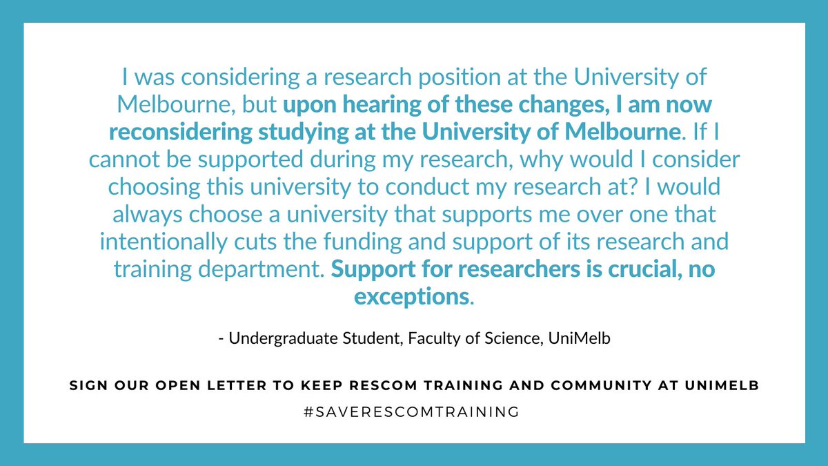 Here's what one prospective researcher told us ⬇️. Both current and future researchers rely on quality, accessible digital research training to successfully undertake their research. Help us #SaveResComTraining so researchers continue to be supported: saverescomtraining.gitbook.io