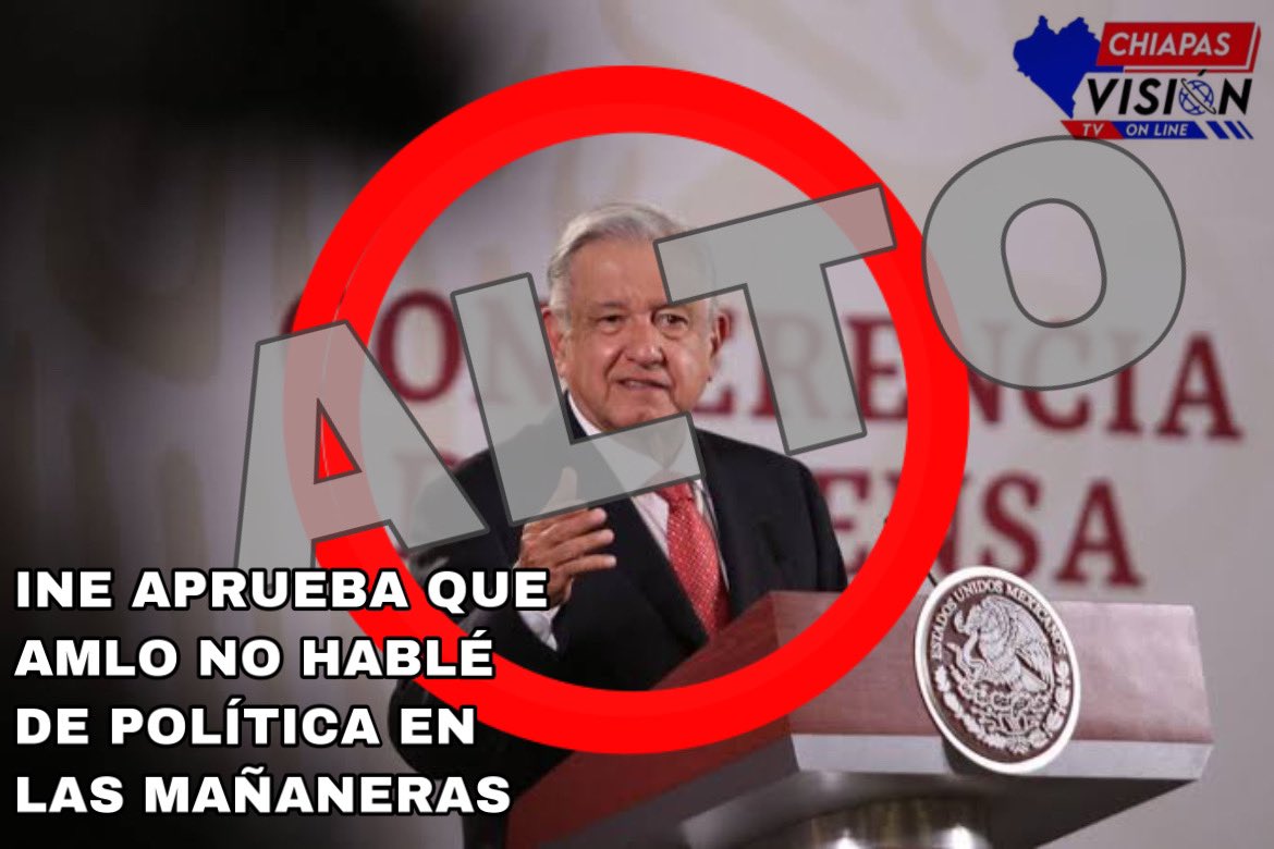 ChiapasVisionTv's tweet photo. El @INEMexico aprueba con 9 votos a favor, 2 en contra la resolución que ordena al presidente @lopezobrador_ no hablar en sus conferencias mañaneras sobre: ejercicio de prerrogativas, vida interna y candidaturas de partidos en el actual proceso electoral @ChiapasVisionTv https://t.co/rqQv4nxzKV