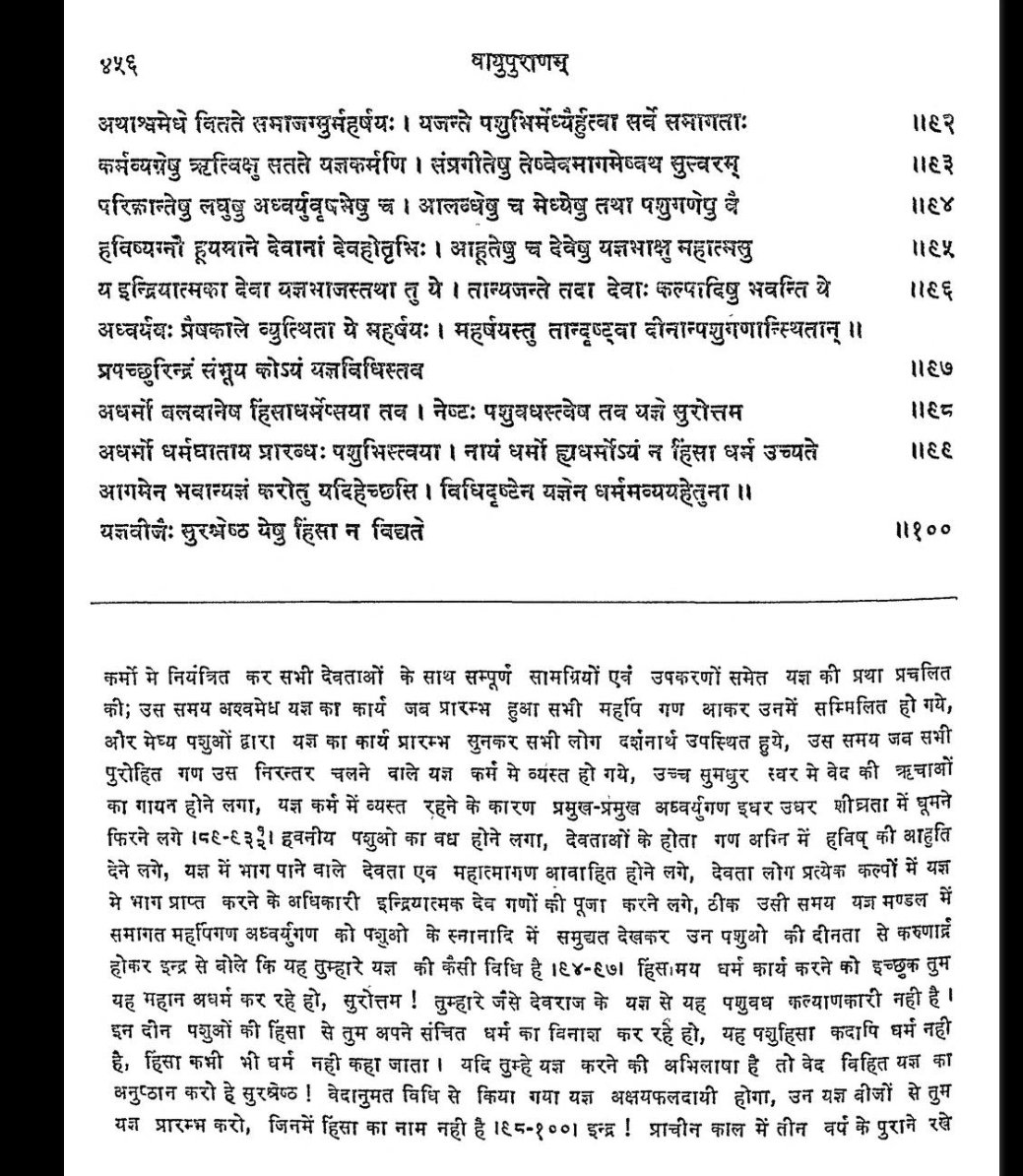 Exactly same thing in Vaayu Purana Chapter 57 Rishis clearly said Vedas do not allow K!lling of animals in Yajñas, and also that this is Great Adharma, One must follow Vedas for Yajña hence do it with seeds