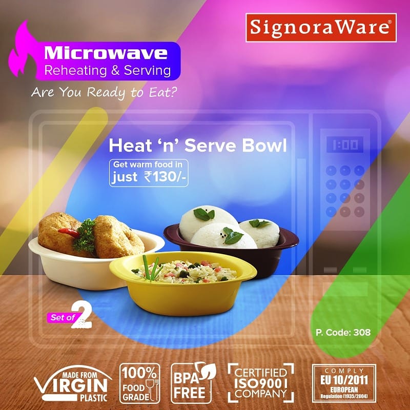 SignoraWare's tweet photo. Microwave reheating and serving - Heat N Serve Bowl
Are you ready to eat ?
* Microwave safe
* Food grade
* BPA free
#signoraware #heat_n_serve_bowl #bowl #serving_bowl #foodgrade #microwaveproof #kitchenware #kitchen #vocalforlocal #MadeInIndia https://t.co/cn9FghTc0s