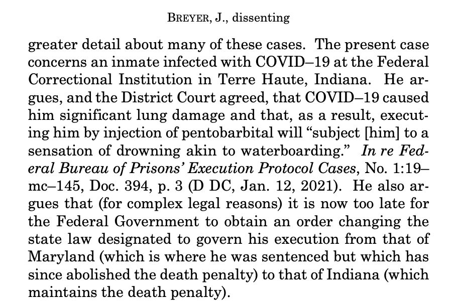 SCOTUSblog's tweet photo. As with other death penalty appeals, the majority's ruling on the Higgs execution came in the form of a brief, unsigned order, with no explanation of the court's reasoning. Both Breyer and Sotomayor wrote dissents explaining why they think the execution should not proceed. https://t.co/abLlLNzZfm