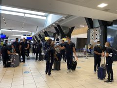 RadioPakistan's tweet photo. #WelcomeToPakistan South African team have been cleared two COVID-19 tests which took place on Tuesday and Thursday before boarding flight to Karachi https://t.co/8blq6fKmcY https://t.co/rovv5T1sSh