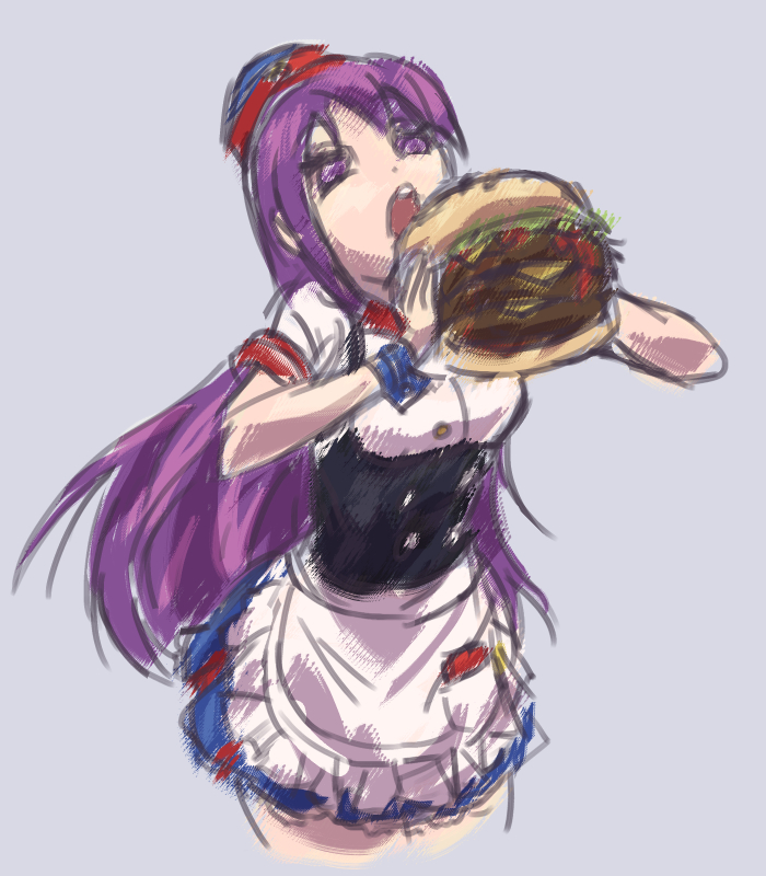 Giascle Shion Sumergai From Gj Bu Wearing The Ai Like Hamburger Outfit And Eating A Big Burger 皇紫音 Gj部