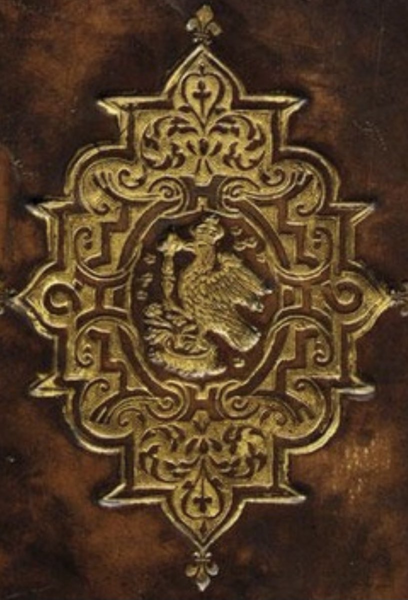 All of these elements - the stump, sceptre & crown - are shown with the falcon on the cover of this bible. Indeed, inside it is a cutting from a bookseller's catalogue on the front pastedown which states that the book was "probably specially printed & bound for Queen Elizabeth”