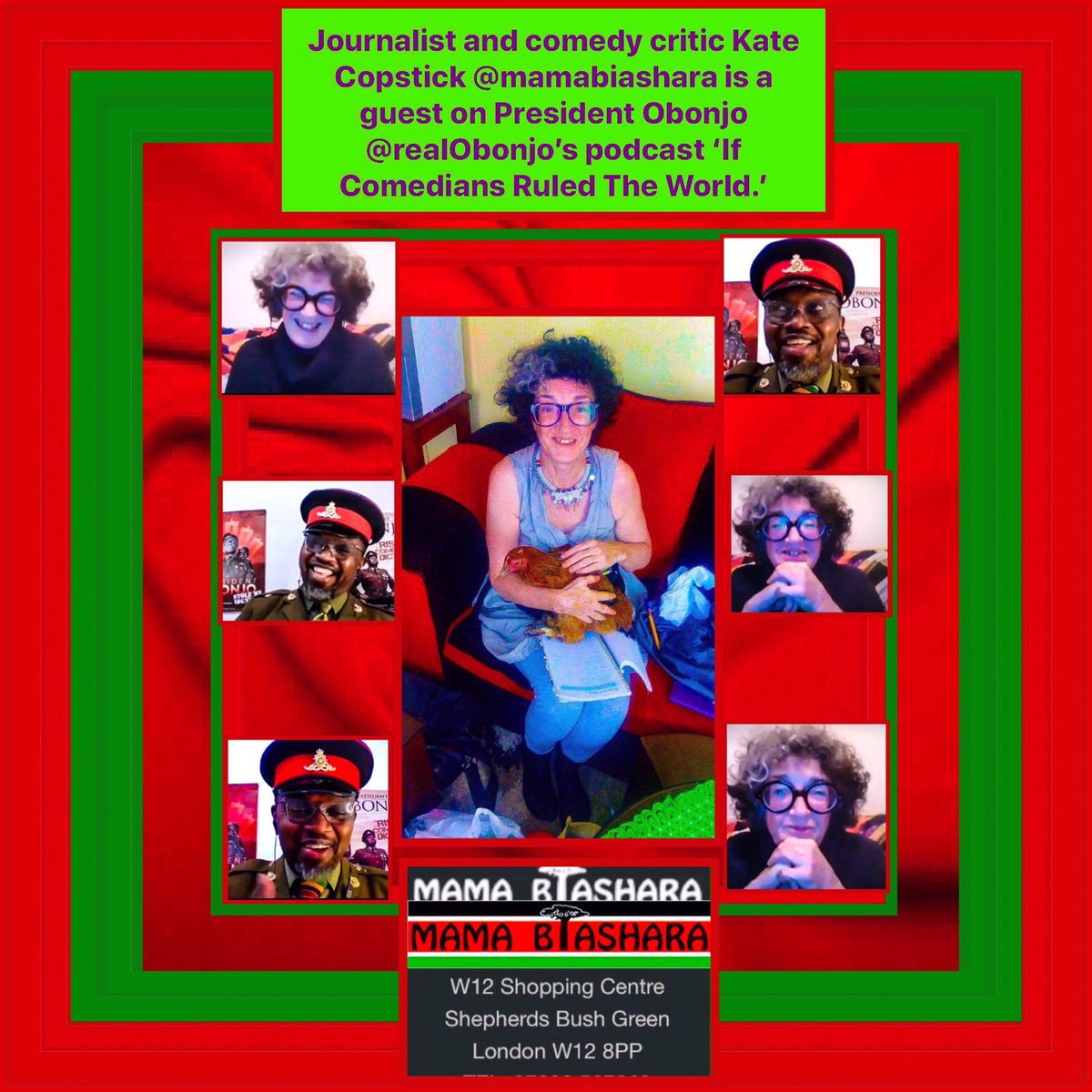 sanshui596's tweet photo. Journalist/#comedy critic #KateCopstick #mamabiashara is a guest on #PresidentObonjo #realObonjo’s #podcast ‘If Comedians Ruled The World’
#battersea #tooting #highgate #peckhamrye #hackney #stamfordhill #fitzrova #bloomsbury #PodcastRecommendations #UK
https://t.co/pkdWUkWhol https://t.co/HDAMLGVKP7