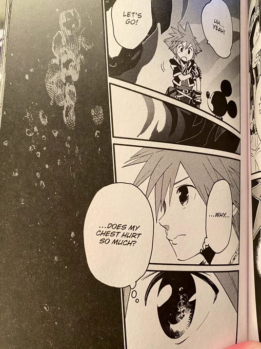 Sora crying over Axel's death and Roxas awaking inside Sora because of it 