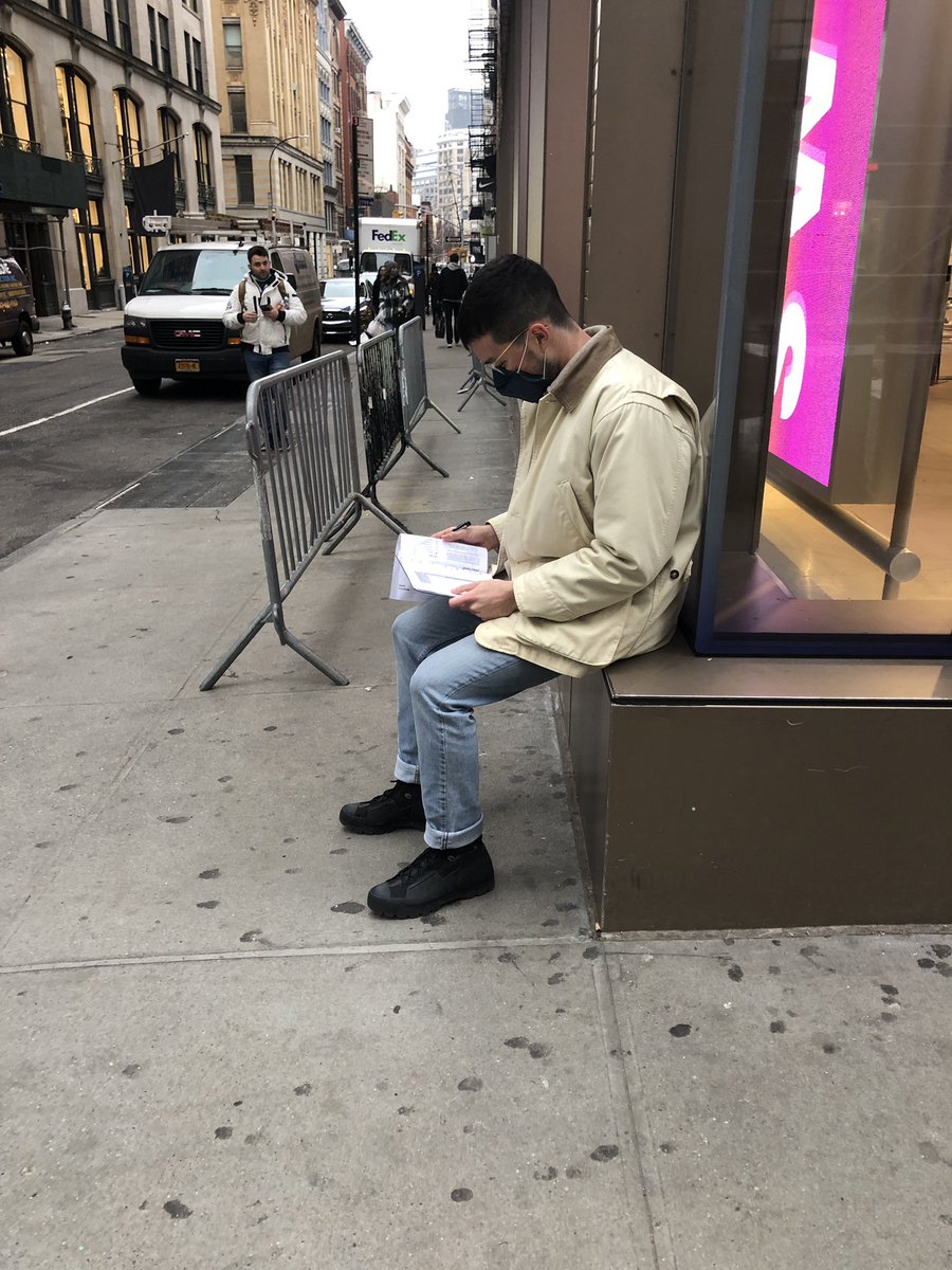 While SoHo currently has few official city benches, many of the buildings are very sittable and people make do.
