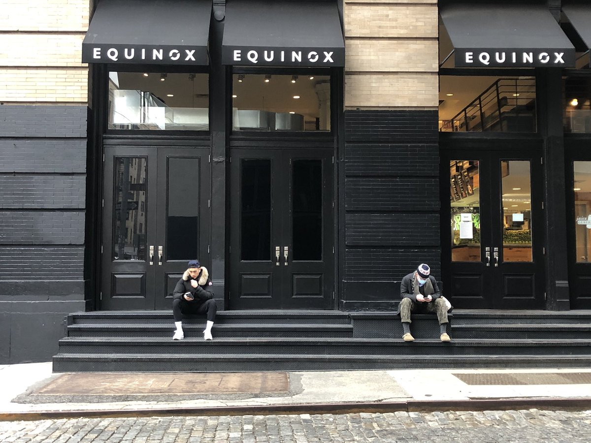 While SoHo currently has few official city benches, many of the buildings are very sittable and people make do.