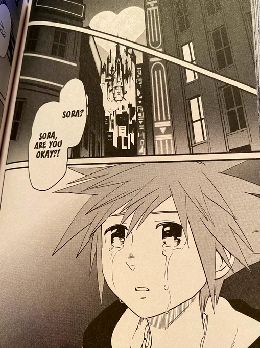 and then sora cries after roxas and axel say their final goodbye ? 
